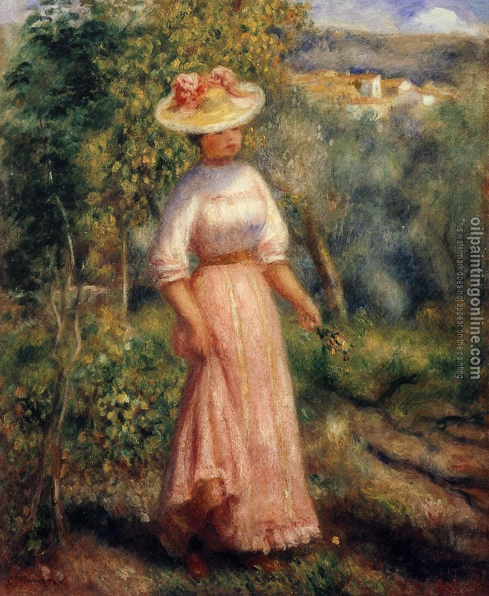 Renoir, Pierre Auguste - Young Woman in Red in the Fields
